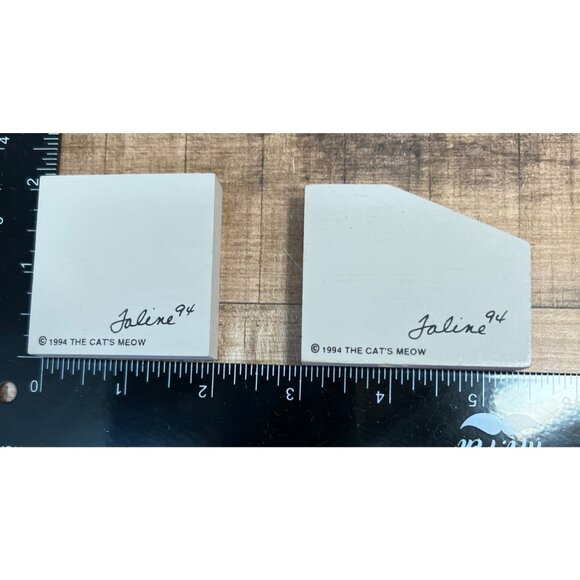 The Cats Meow 1994 Set Of 2 Wooden Shelf Sitter Miniatures - Picture 2 of 2